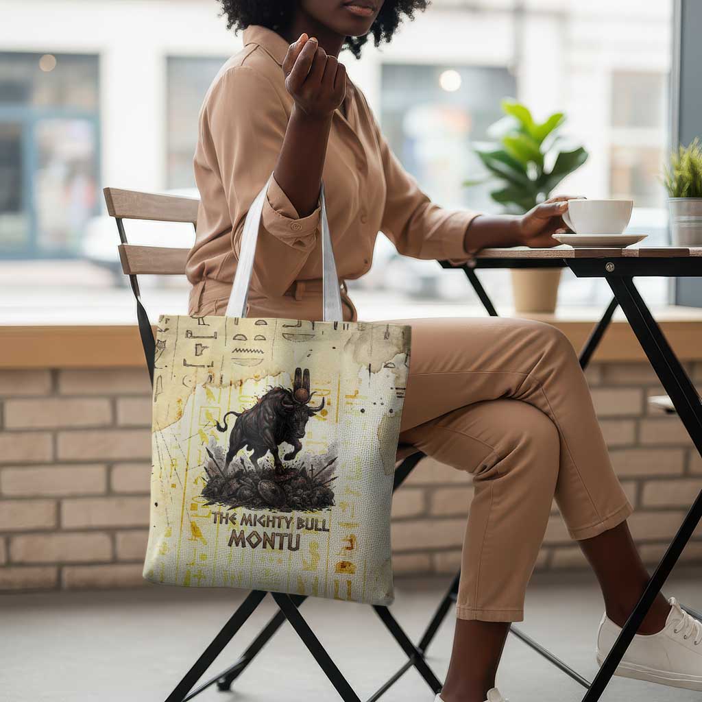 Montu Egyptian Tote Bag War God Mighty Bull Symbol Ancient Power Hieroglyphic