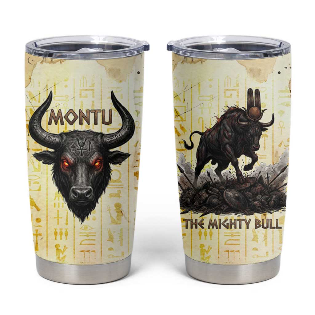 Montu Egyptian Tumbler Cup War God Mighty Bull Symbol Ancient Power Hieroglyphic