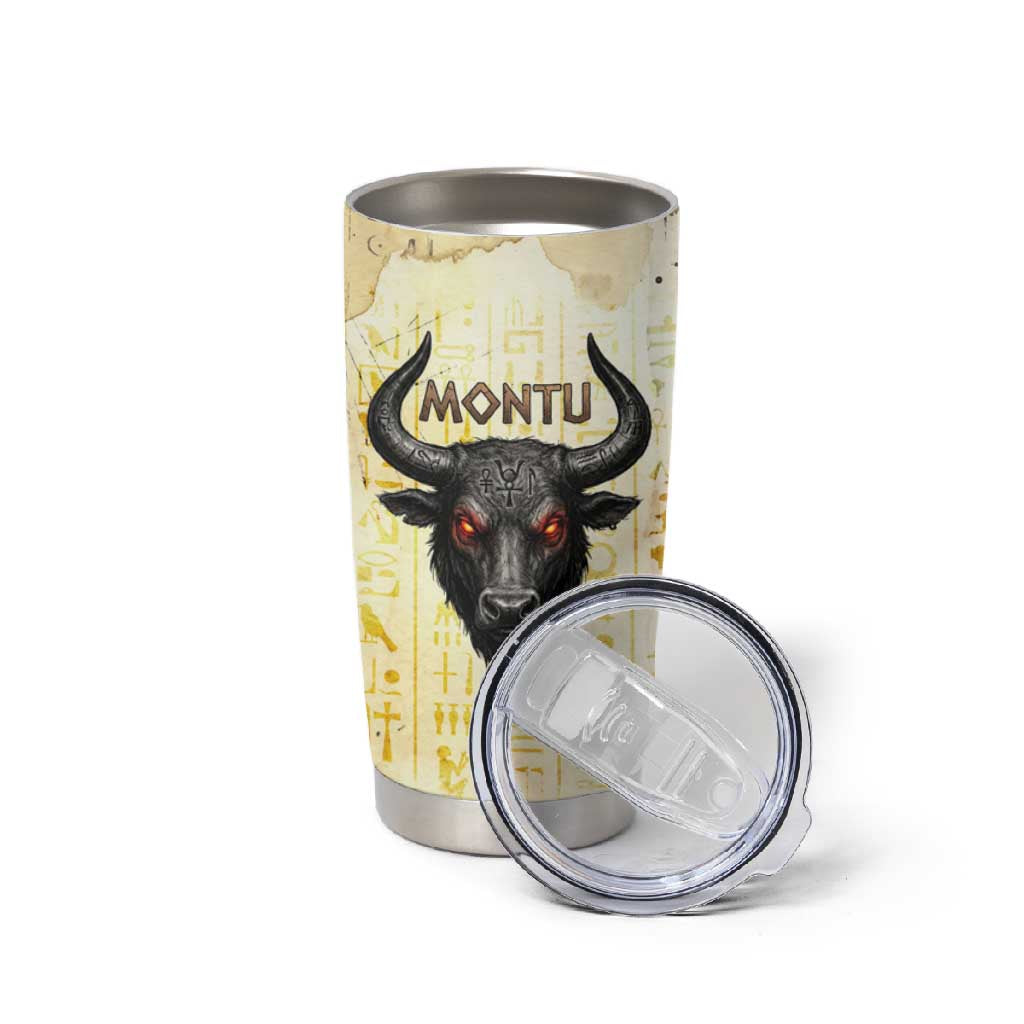 Montu Egyptian Tumbler Cup War God Mighty Bull Symbol Ancient Power Hieroglyphic