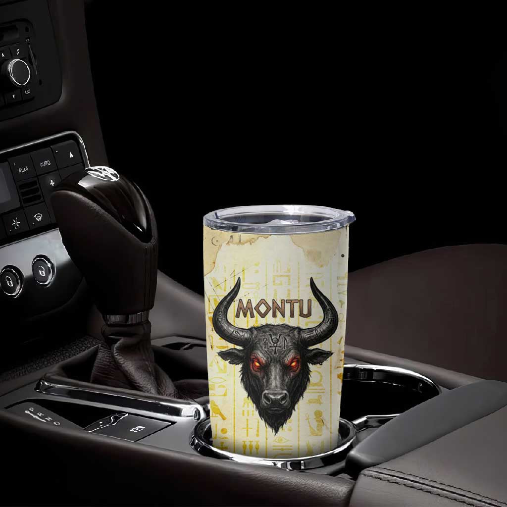 Montu Egyptian Tumbler Cup War God Mighty Bull Symbol Ancient Power Hieroglyphic