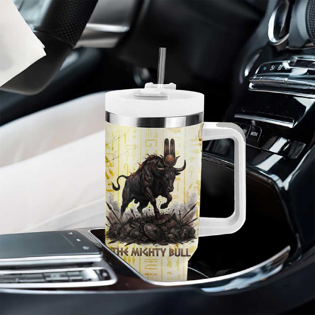 Montu Egyptian Tumbler With Handle War God Mighty Bull Symbol Ancient Power Hieroglyphic