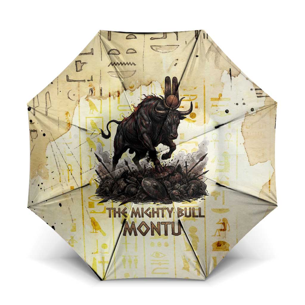 Montu Egyptian Umbrella War God Mighty Bull Symbol Ancient Power Hieroglyphic