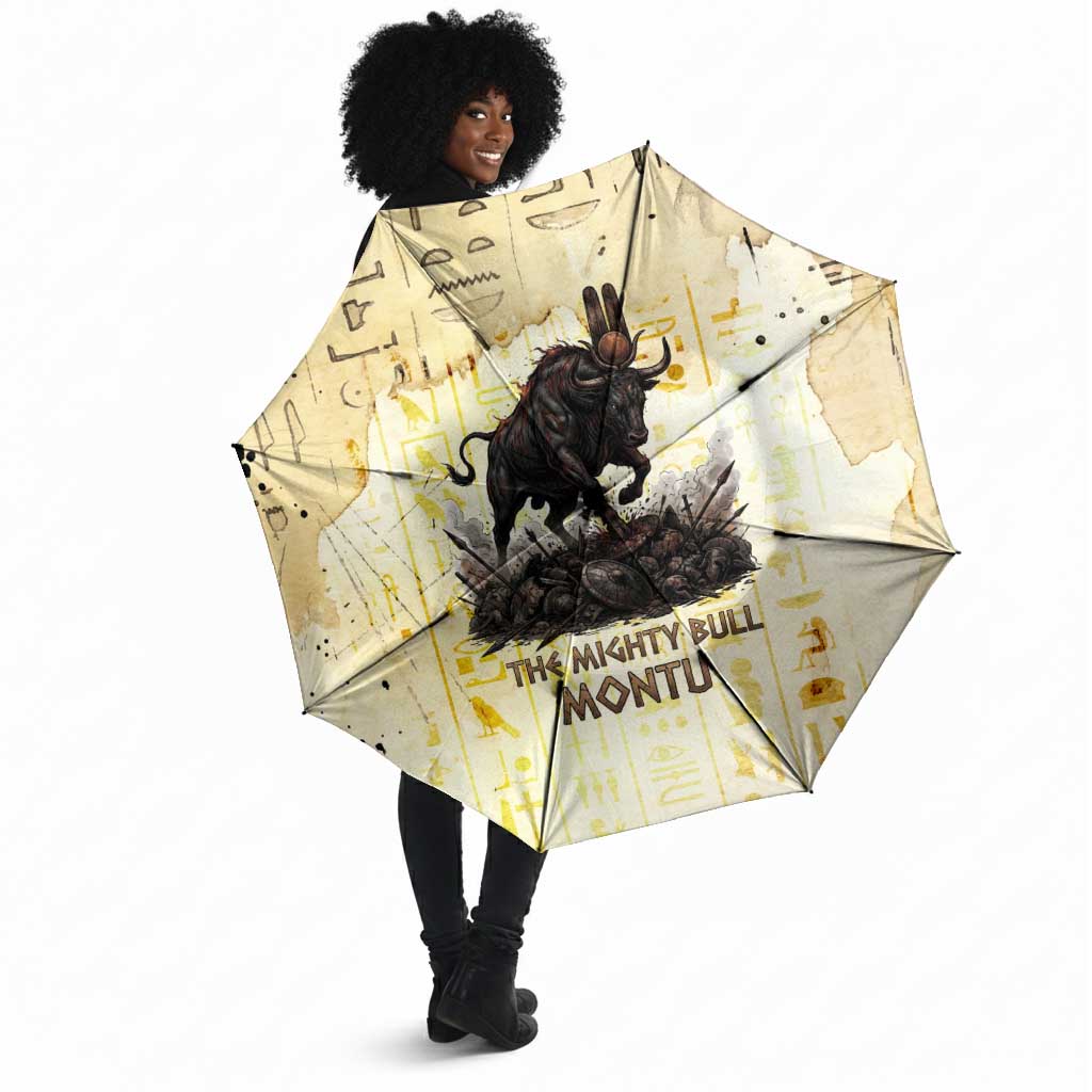 Montu Egyptian Umbrella War God Mighty Bull Symbol Ancient Power Hieroglyphic