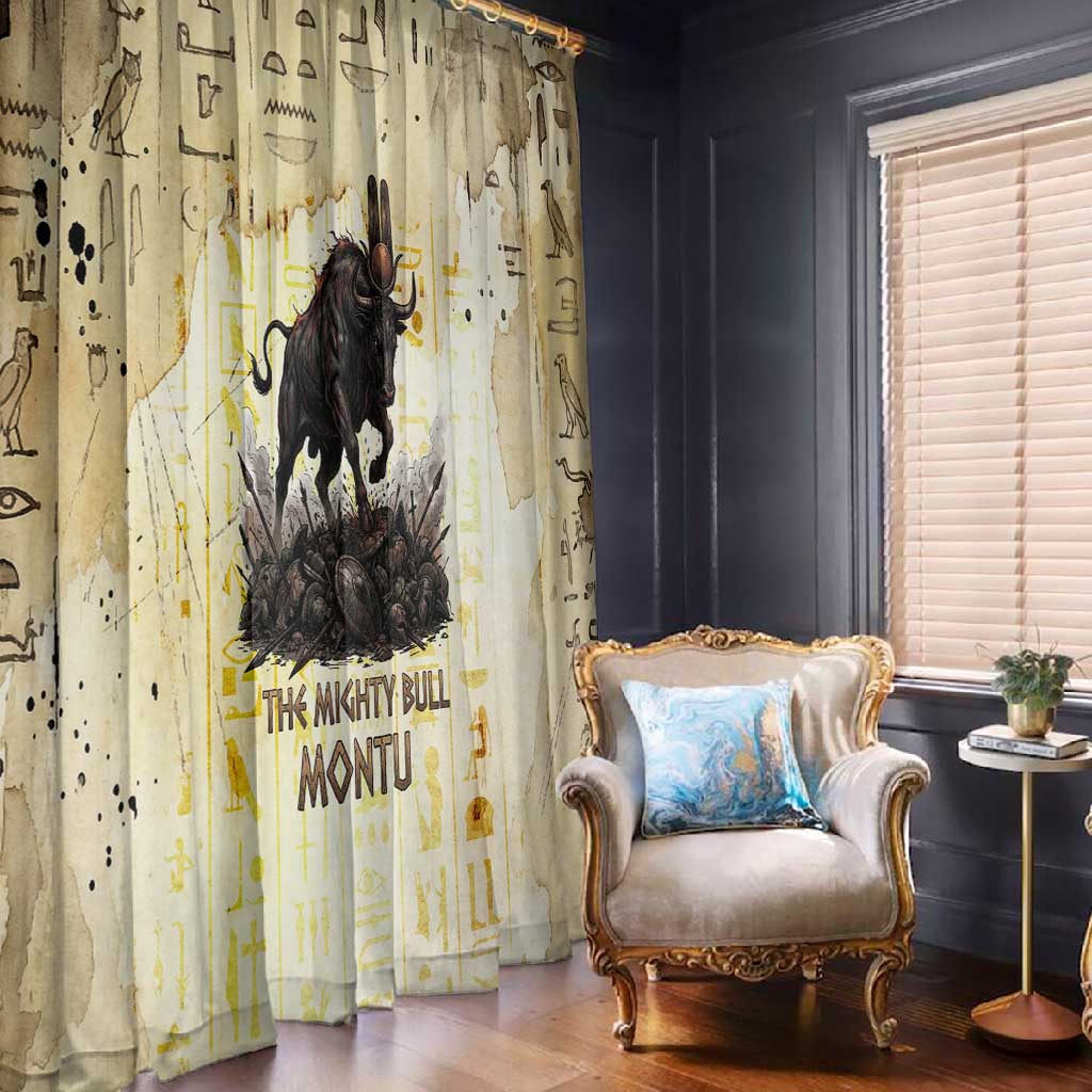 Montu Egyptian Window Curtain War God Mighty Bull Symbol Ancient Power Hieroglyphic