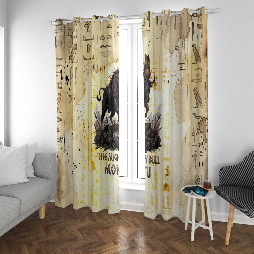 Montu Egyptian Window Curtain War God Mighty Bull Symbol Ancient Power Hieroglyphic