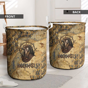 Montu Laundry Basket Falcon Head War God Ancient Egyptian Map Feathers and Sun Disk