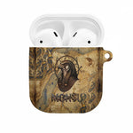 Montu AirPods Case Falcon Head War God Ancient Egyptian Map Feathers and Sun Disk