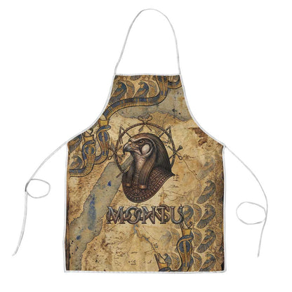 Montu Apron Falcon Head War God Ancient Egyptian Map Feathers and Sun Disk