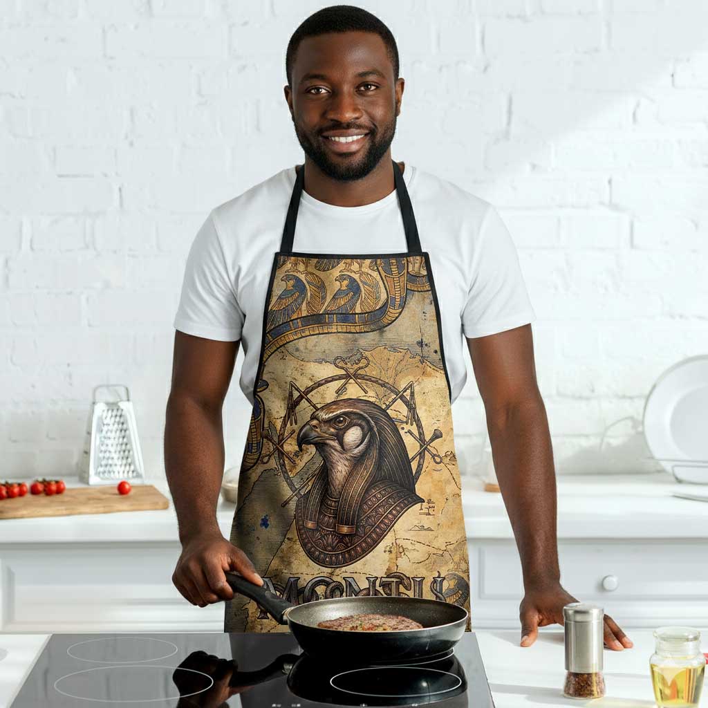 Montu Apron Falcon Head War God Ancient Egyptian Map Feathers and Sun Disk