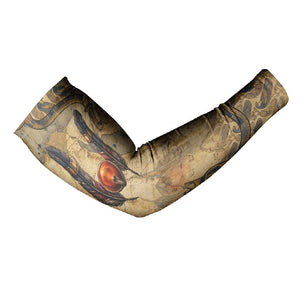 Montu Arm Sleeves Falcon Head War God Ancient Egyptian Map Feathers and Sun Disk