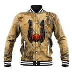 Montu Baseball Jacket Falcon Head War God Ancient Egyptian Map Feathers and Sun Disk
