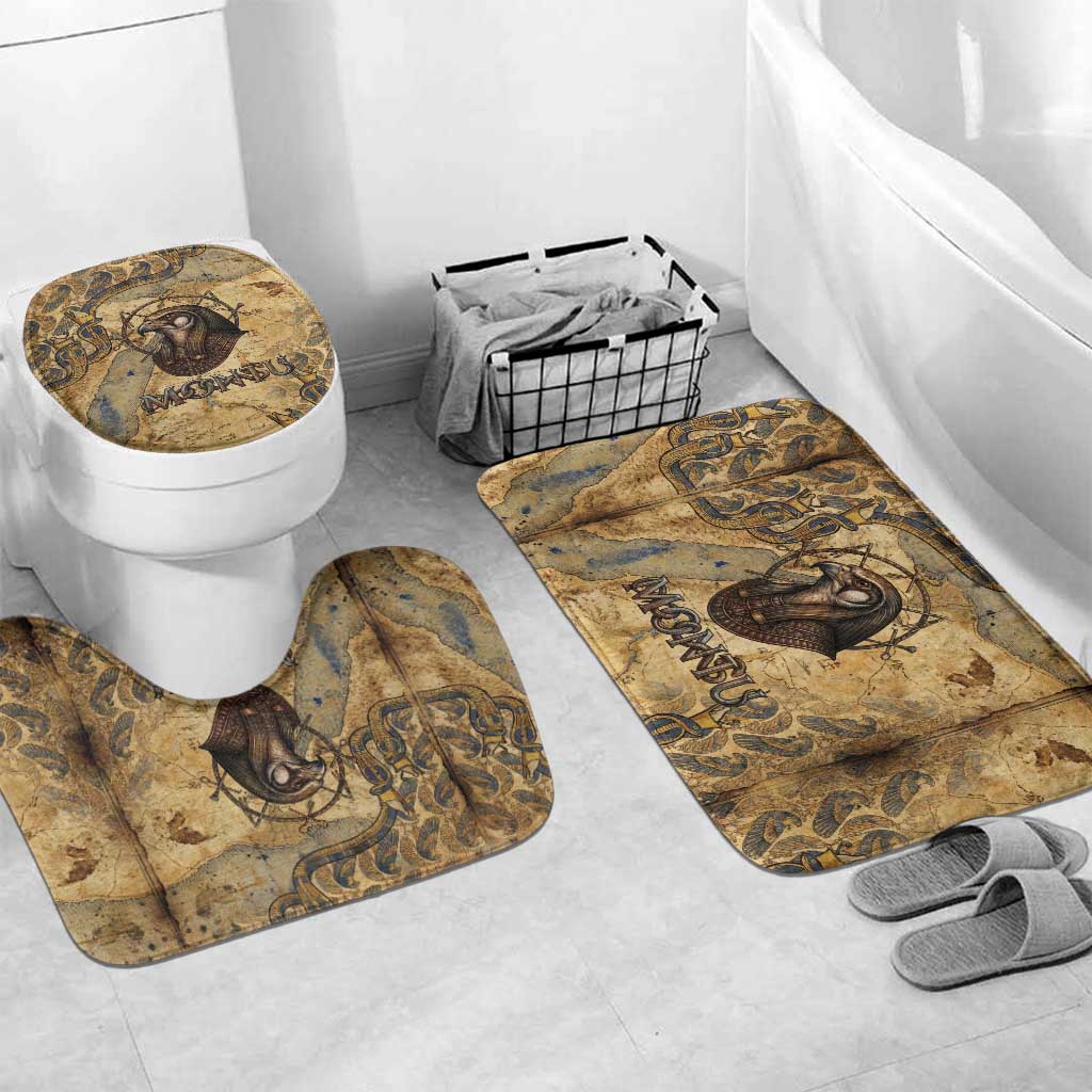 Montu Bathroom Set Falcon Head War God Ancient Egyptian Map Feathers and Sun Disk