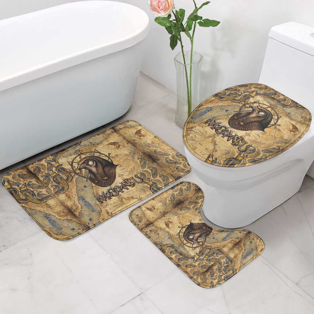 Montu Bathroom Set Falcon Head War God Ancient Egyptian Map Feathers and Sun Disk