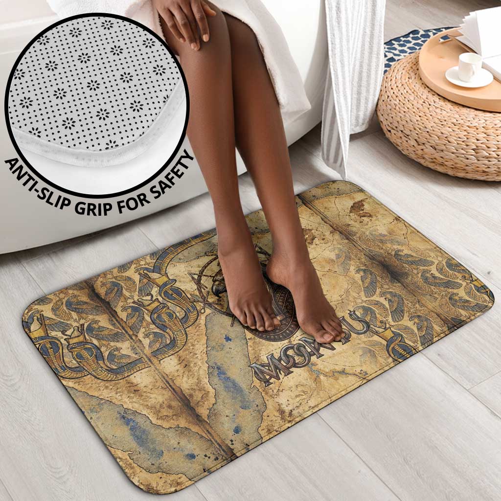 Montu Bathroom Set Falcon Head War God Ancient Egyptian Map Feathers and Sun Disk
