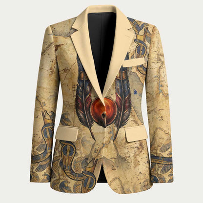 Montu Blazer Falcon Head War God Ancient Egyptian Map Feathers and Sun Disk