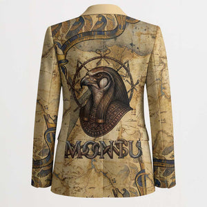 Montu Blazer Falcon Head War God Ancient Egyptian Map Feathers and Sun Disk