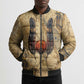 Montu Bomber Puffer Jacket Falcon Head War God Ancient Egyptian Map Feathers and Sun Disk