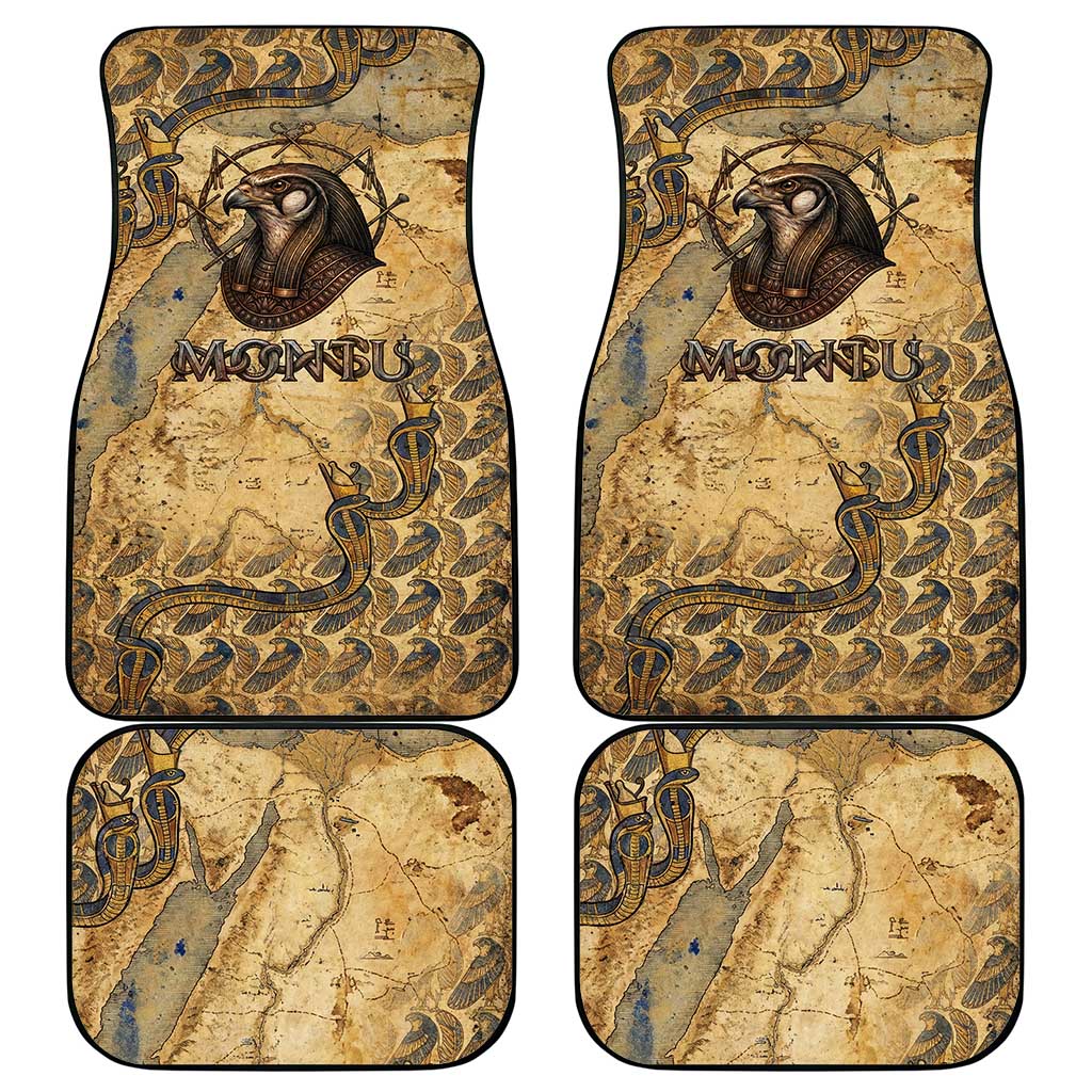 Montu Car Mats Falcon Head War God Ancient Egyptian Map Feathers and Sun Disk