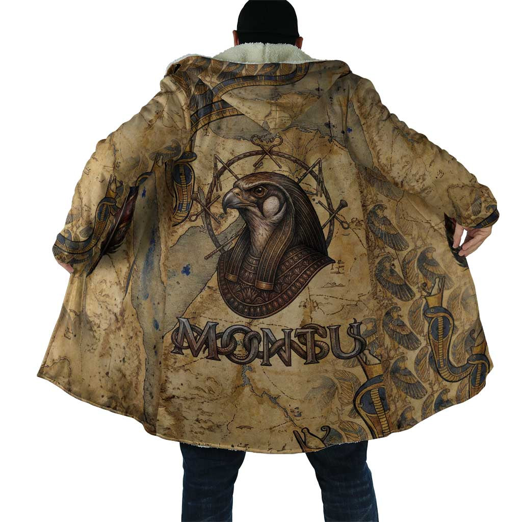 Montu Cloak Falcon Head War God Ancient Egyptian Map Feathers and Sun Disk