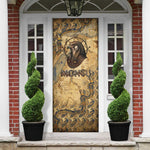 Montu Door Cover Falcon Head War God Ancient Egyptian Map Feathers and Sun Disk
