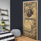 Montu Door Cover Falcon Head War God Ancient Egyptian Map Feathers and Sun Disk