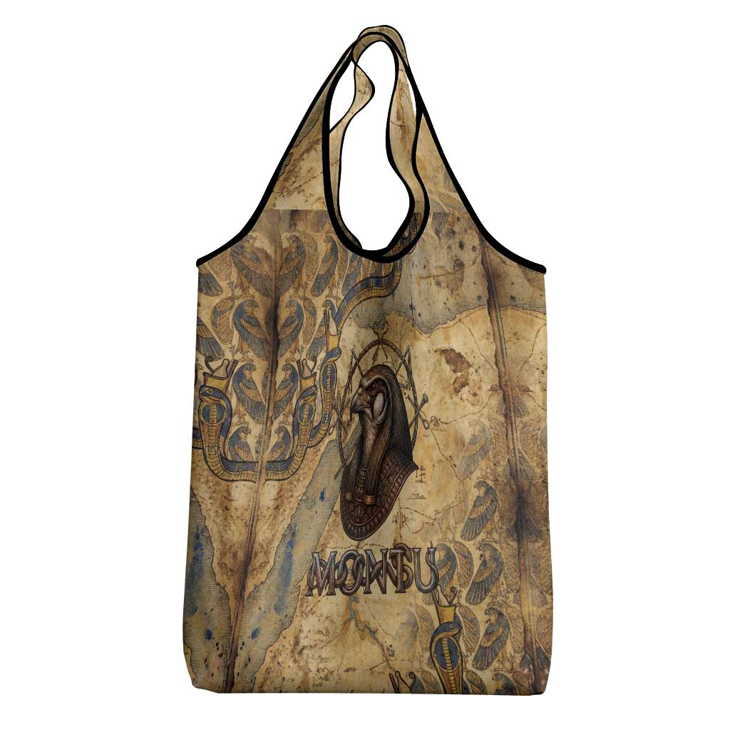 Montu Grocery Bag Falcon Head War God Ancient Egyptian Map Feathers and Sun Disk