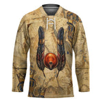 Montu Hockey Jersey Falcon Head War God Ancient Egyptian Map Feathers and Sun Disk