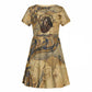 Montu Kid Short Sleeve Dress Falcon Head War God Ancient Egyptian Map Feathers and Sun Disk