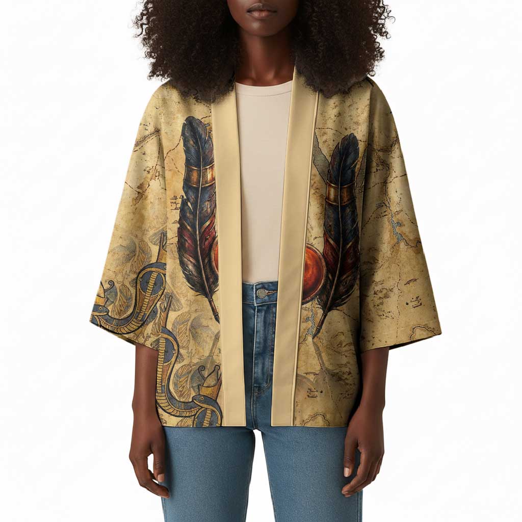 Montu Kimono Falcon Head War God Ancient Egyptian Map Feathers and Sun Disk