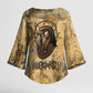 Montu Kimono Sleeve Blouse Falcon Head War God Ancient Egyptian Map Feathers and Sun Disk