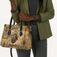 Montu Leather Bag Falcon Head War God Ancient Egyptian Map Feathers and Sun Disk