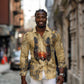 Montu Long Sleeve Button Shirt Falcon Head War God Ancient Egyptian Map Feathers and Sun Disk