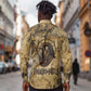 Montu Long Sleeve Button Shirt Falcon Head War God Ancient Egyptian Map Feathers and Sun Disk