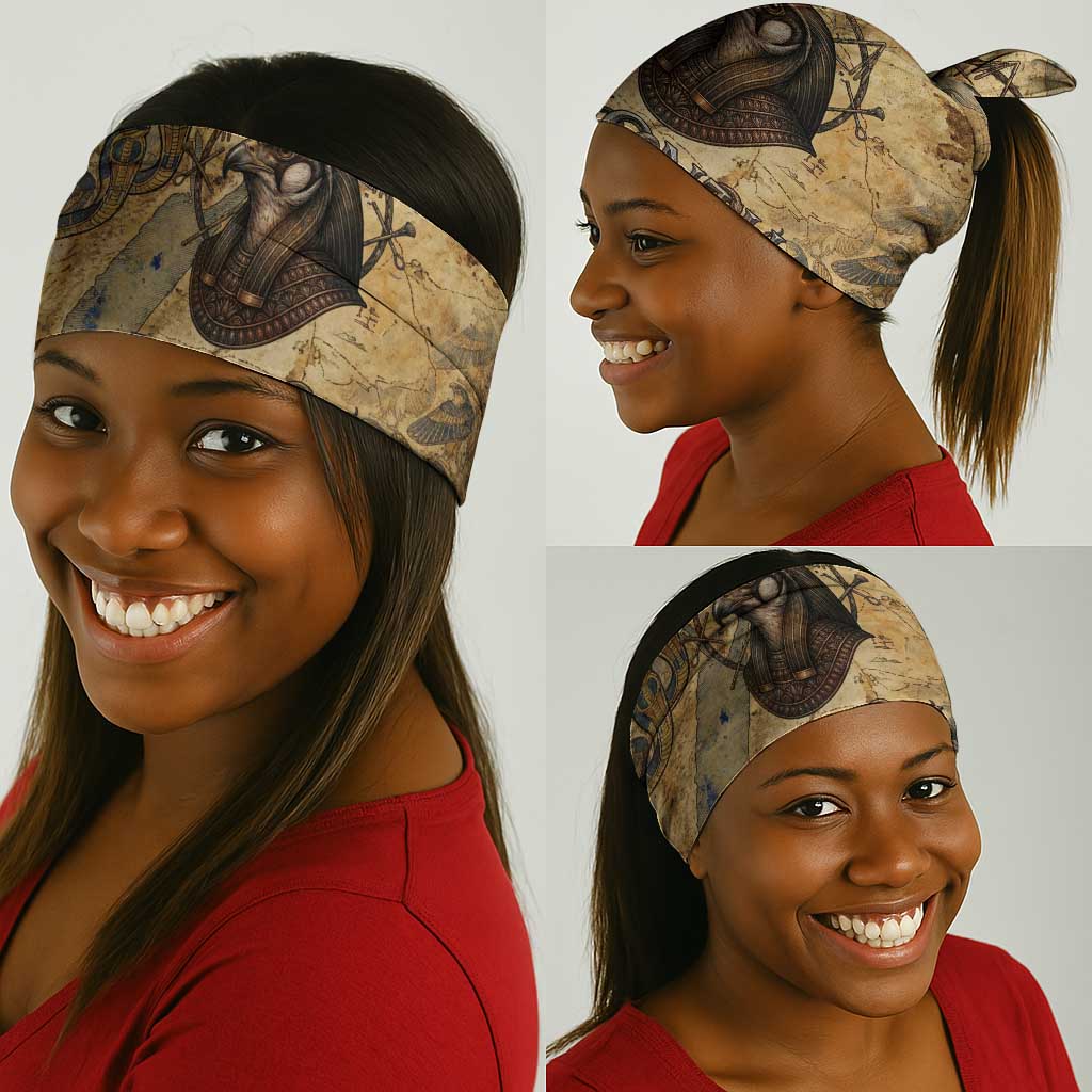 Montu Neck Gaiter Falcon Head War God Ancient Egyptian Map Feathers and Sun Disk