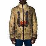 Montu Padded Jacket Falcon Head War God Ancient Egyptian Map Feathers and Sun Disk