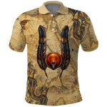 Montu Polo Shirt Falcon Head War God Ancient Egyptian Map Feathers and Sun Disk