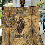 Montu Quilt Falcon Head War God Ancient Egyptian Map Feathers and Sun Disk
