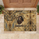 Montu Rubber Doormat Falcon Head War God Ancient Egyptian Map Feathers and Sun Disk