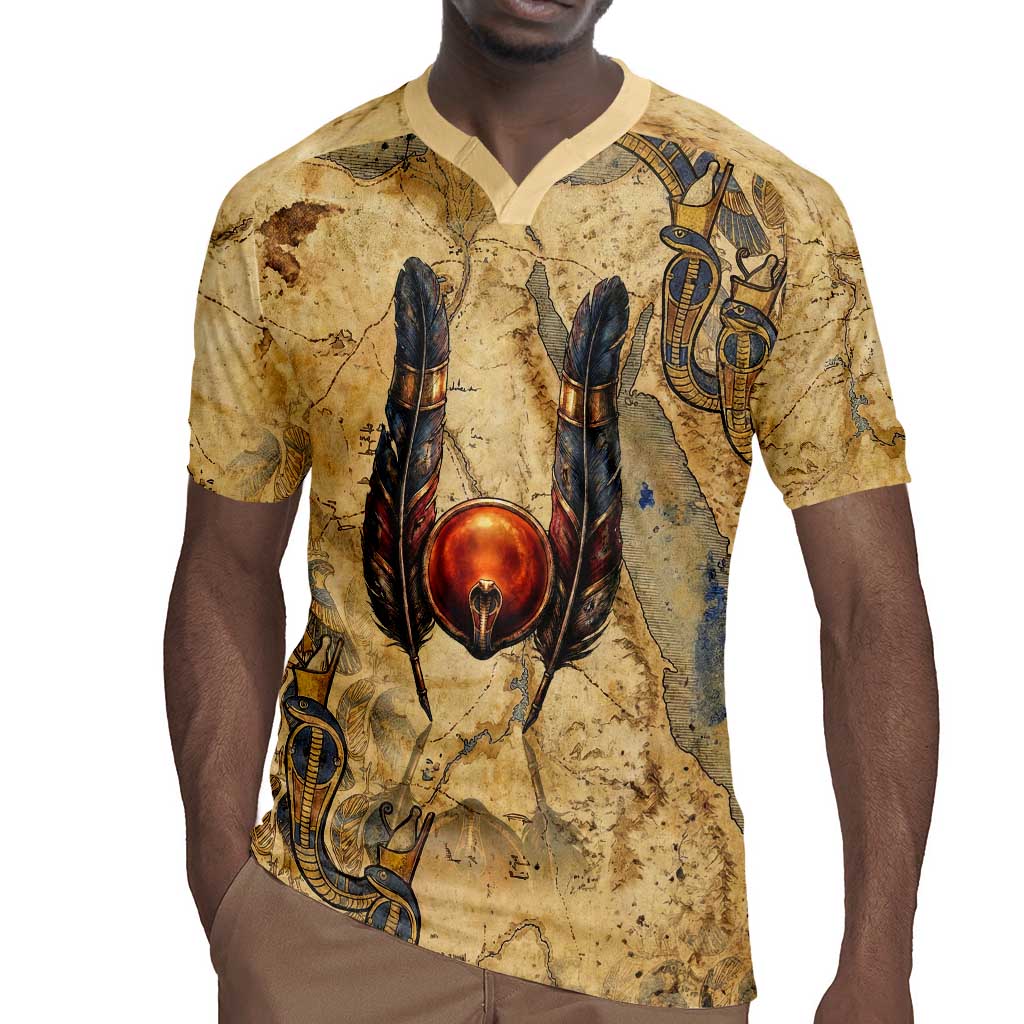 Montu Rugby Jersey Falcon Head War God Ancient Egyptian Map Feathers and Sun Disk