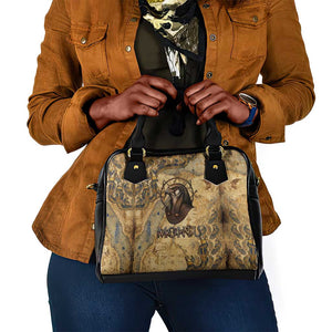 Montu Shoulder Handbag Falcon Head War God Ancient Egyptian Map Feathers and Sun Disk