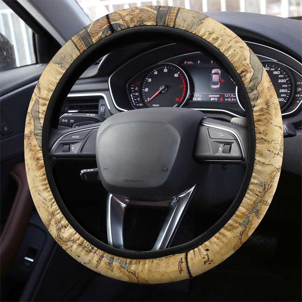 Montu Steering Wheel Cover Falcon Head War God Ancient Egyptian Map Feathers and Sun Disk