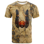 Montu T shirt Falcon Head War God Ancient Egyptian Map Feathers and Sun Disk