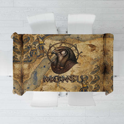 Montu Tablecloth Falcon Head War God Ancient Egyptian Map Feathers and Sun Disk