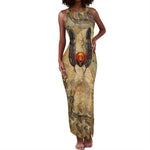 Montu Tank Maxi Dress Falcon Head War God Ancient Egyptian Map Feathers and Sun Disk