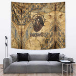 Montu Tapestry Falcon Head War God Ancient Egyptian Map Feathers and Sun Disk