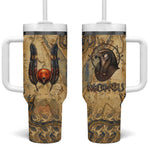 Montu Tumbler With Handle Falcon Head War God Ancient Egyptian Map Feathers and Sun Disk