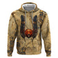 Montu Zip Hoodie Falcon Head War God Ancient Egyptian Map Feathers and Sun Disk