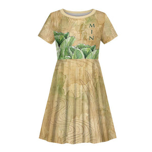 Min Kid Short Sleeve Dress Egyptian God of Fertility Lord of Generation Lettuce Ancient