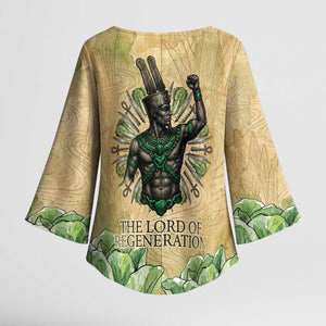 Min Kimono Sleeve Blouse Egyptian God of Fertility Lord of Generation Lettuce Ancient