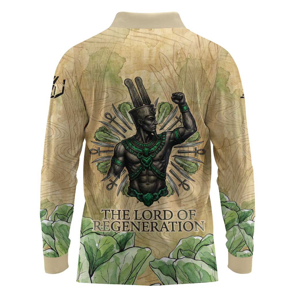 Min Long Sleeve Polo Shirt Egyptian God of Fertility Lord of Generation Lettuce Ancient